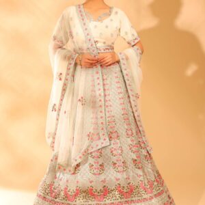 Captivating Light Peach Soft Net Flared Lehenga_SKL1250